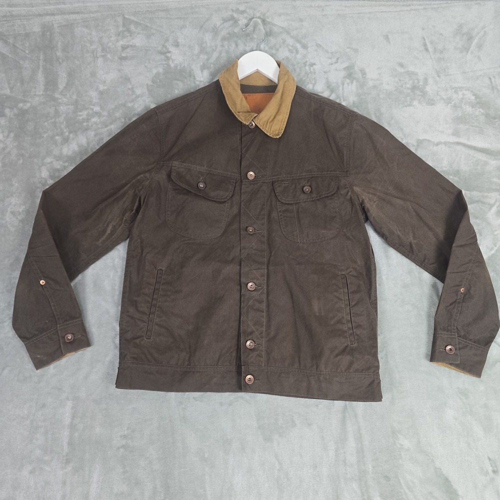 Taylor Stitch Men's Waxed Jacket Long Haul Tobacco Brown 40 Corduroy Collar